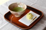 梅のついでに茶屋で抹茶などを頂いて参りました。まだ風は寒く野点（のだて）には幾分早い模様。そんな次第で座敷から窓越しに庭園を眺めるという体裁でしたが、まあ風情という点では十分に日本の春という感じでありました。